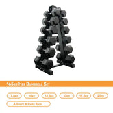 165kg hex dumbbell with rack